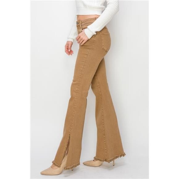 NWT RISEN Bailey High Waist Side Slit Flare Jeans, Slight Stretch, Fall Fashion - Picture 3 of 7